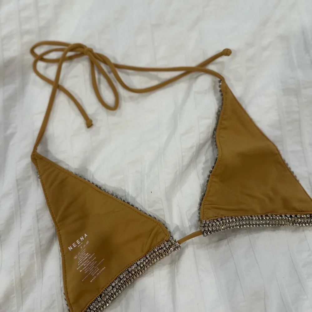 Oh Polly Neena Gold shimmering Triangle Bikini Top - Picture 4 of 5